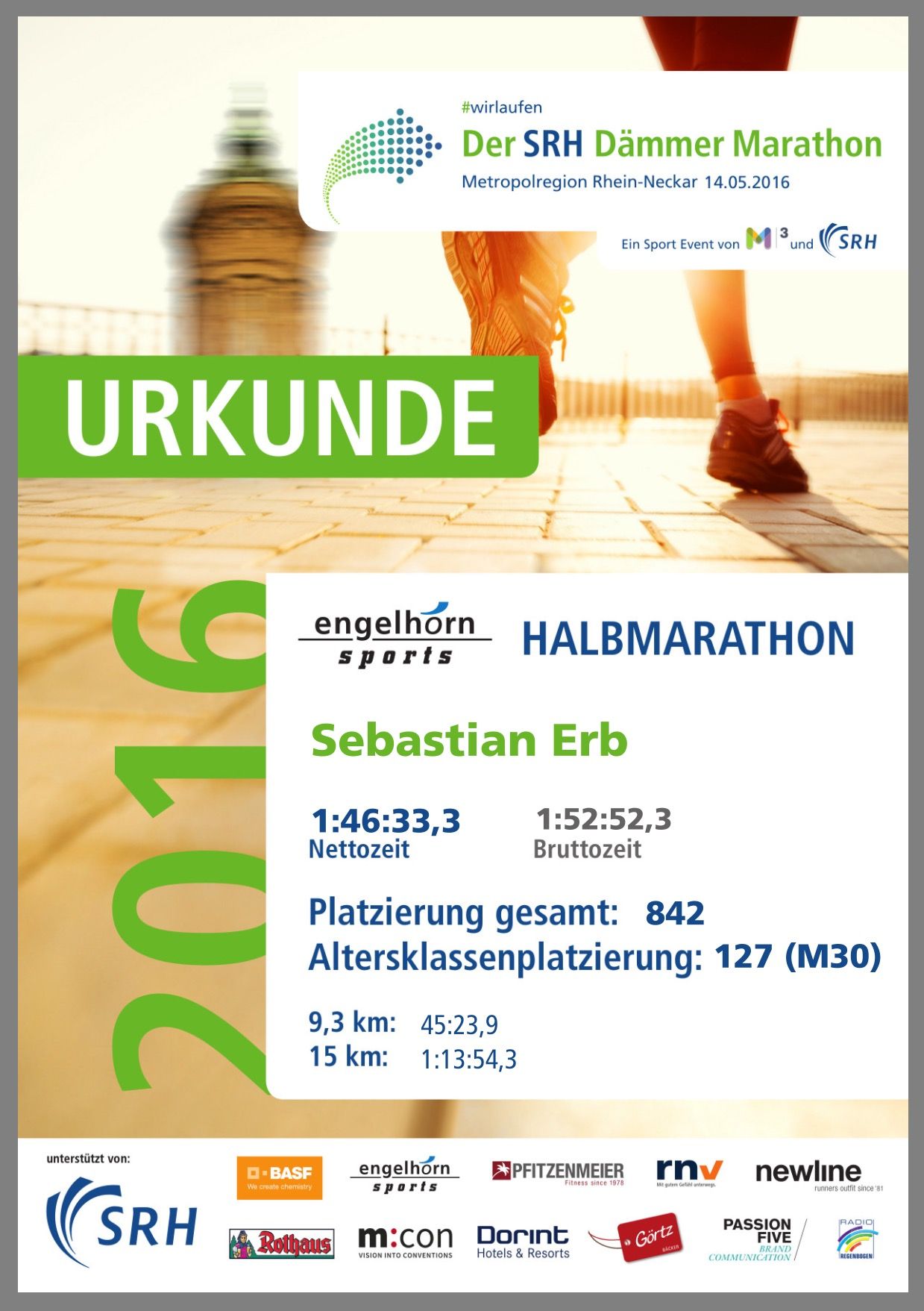 Sebastian Erb @ SRH Dämmermarathon Mannheim