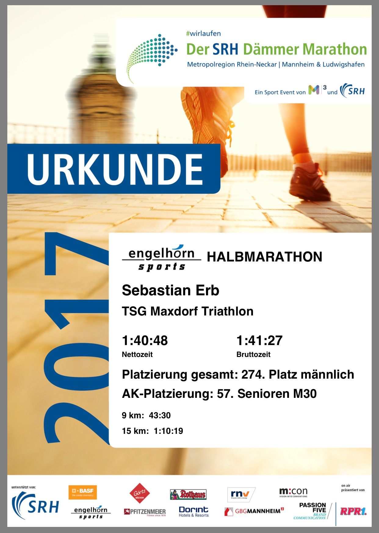 Sebastian Erb @ SRH Dämmermarathon 2017